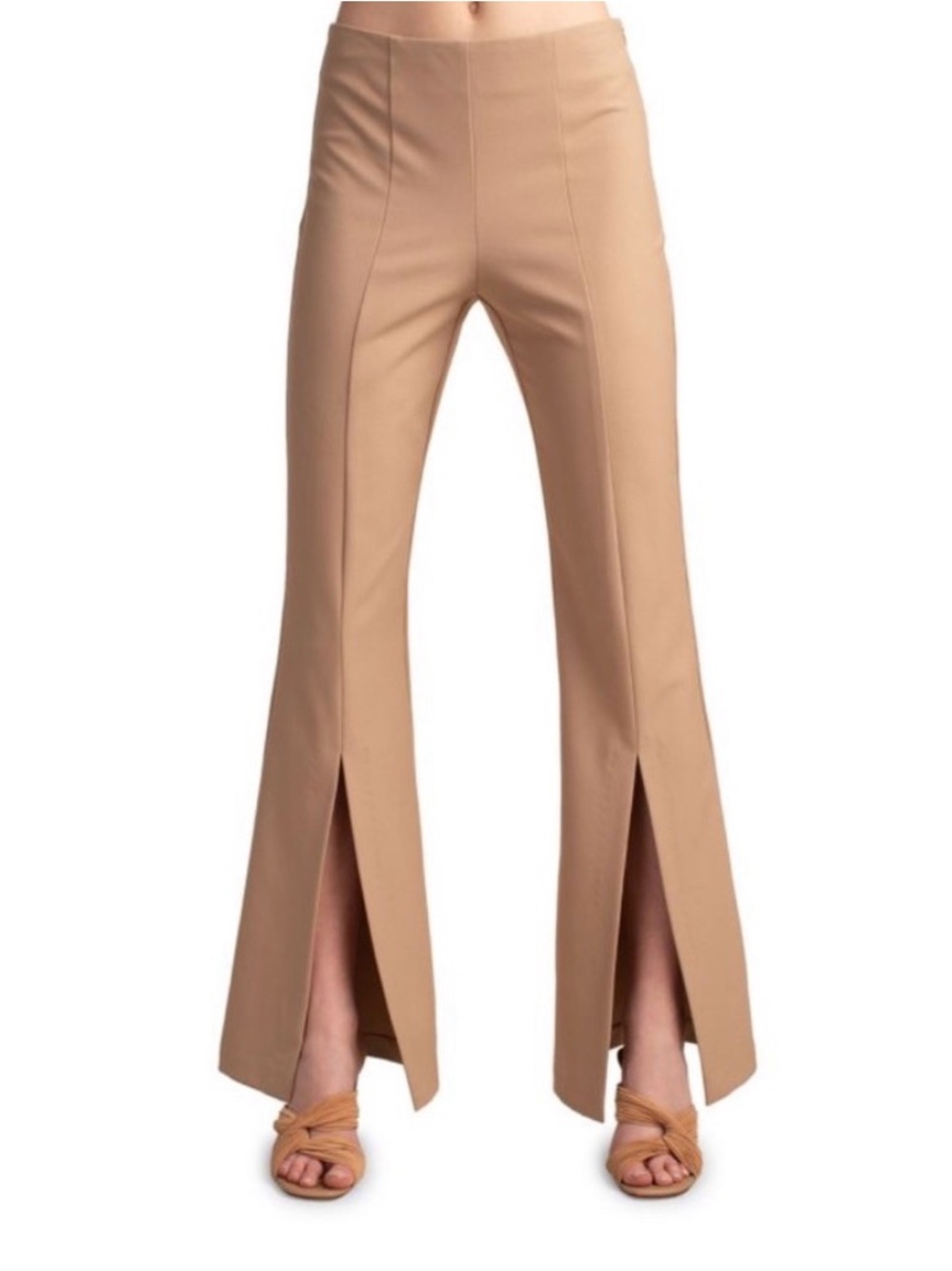 Trina Turk Women’s High-rise Tan Dynamic Front-Slit Pants size 2